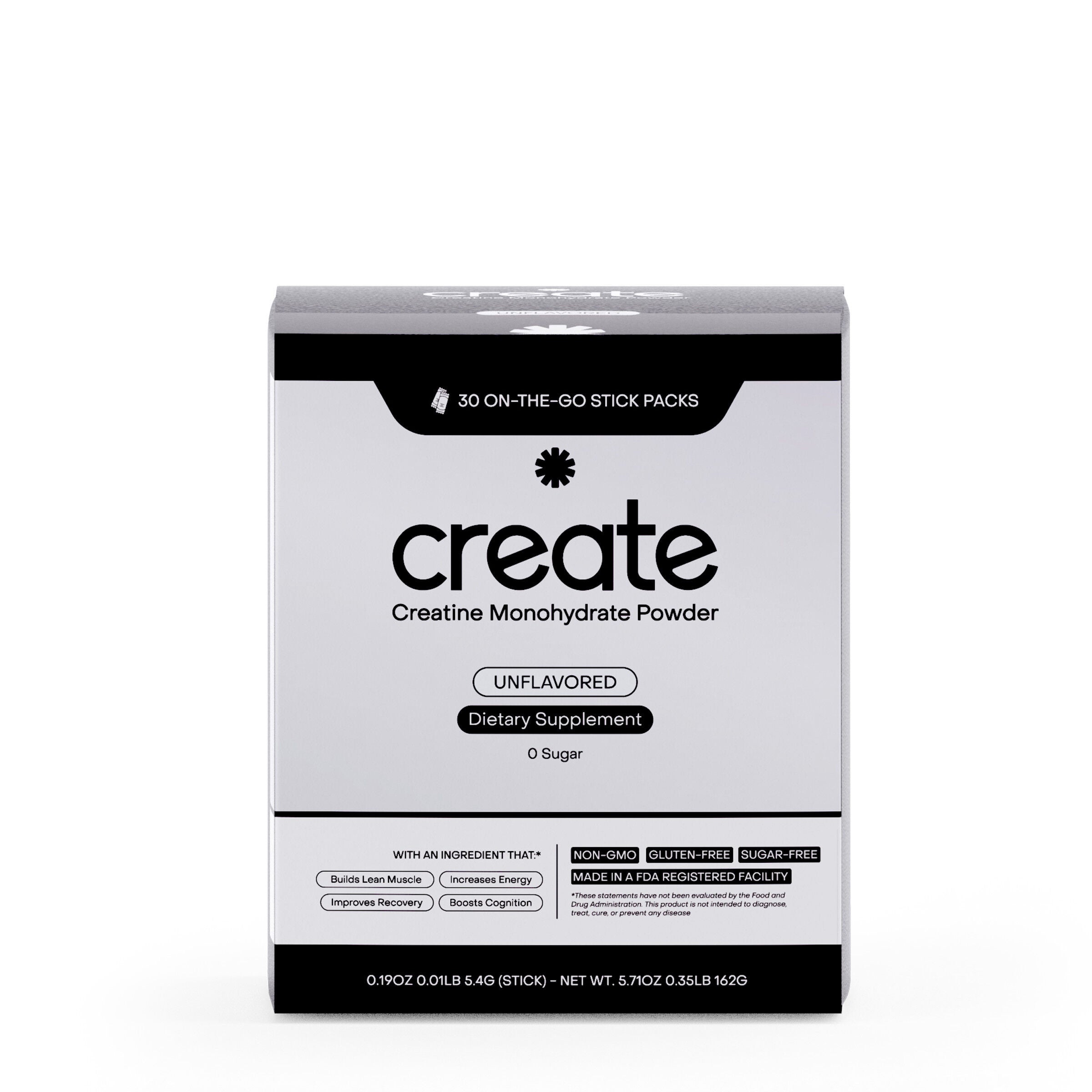 Creatine Monohydrate On-The-Go Stick Packs Vegan - Unflavored (30 Packs)