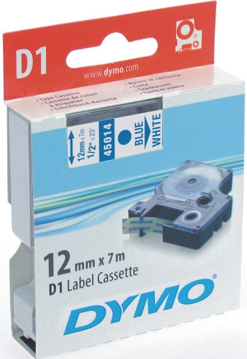 Etikettenband Dymo D1 12mm/7m blau/weiß Packung mit 5 Stück Image