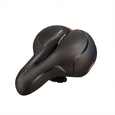 TEMU Mountain Bike Seat Cushion - Soft, Shock-absorbing, Waterproof Pad With Highlight Reflective Strip For Visibility , Black, Unisex Adult, Unisex Bike Accessory||waterproof Pad Image