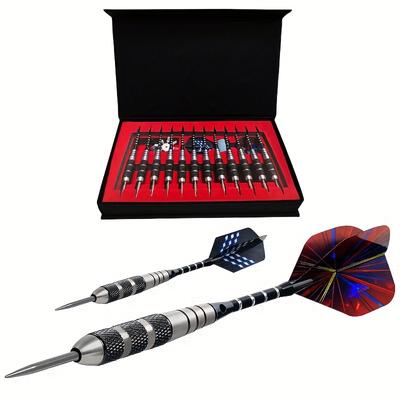 TEMU Darts Metal Tip Set 22g Professional Metal Darts For Dartboard Steel Tip Darts With Nonslip Iron Barrel Aluminum Dart Shafts, Extra Flights, Dart Sharpener, Gift Box Image