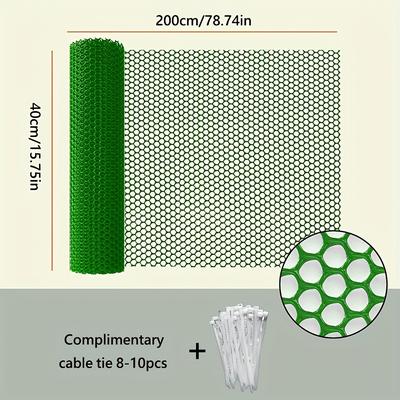 "TEMU 1 Durable Green Plastic Mesh Fence, Size 15.7" X 78.75' For Poultry, Dogs, Rabbits, And Gardening Barrier - Flexible, Weatherproof," Image