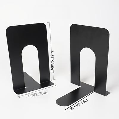 TEMU 2pcs Of Polished Iron Metal Bookends, , Suitable For Organizing In Libraries, Student Desks, And Office Desks. Image