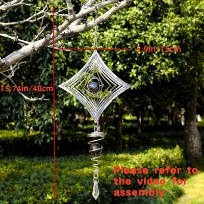 TEMU Wind Spinners Outdoor 3d Stainless Steel Reflective Metal Sculpture Decor & Spiral Design, Bird Deterrents For Outside Garden Decor For Indoor And Outdoor Use, Image