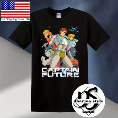 TEMU Men's Retro Cartoon Graphic T-shirt - Black Vintage Design With & Robot Characters, Round Neck Regular Fit, Casual Wear, Sizes S-5xl, Adult Clothing, Graphic Tee, Durable Fabric Image