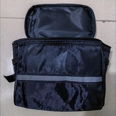 TEMU 1pc Adjustable Bicycle Handlebar Bag With Shoulder Straps - Stylish Black Nylon, Spacious Unisex Bike Basket For , Durable Outdoor Cycling Essentials, Quality Zipper Closure Image