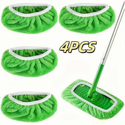 TEMU 4pcs Reusable Mop Pads - High Absorbency Washable & Durable Polyester, Elastic For , Use With Cleaning Solution Compatibility For Hardwood Tile Floors, Microfiber Mop Pads Image