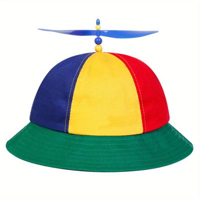 TEMU Ar Women's Colorful Spiral Propeller Cartoon Bucket Hat - Lightweight, Breathable Polyester Fisherman Cap For Spring & Fall, Travel, Beach Parties, And Outdoor Activitie Image