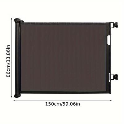 TEMU Upgraded Stair Safety Gate, One-hand Operated Dog Gate, Retractable Safety Gate, Indoor And Outdoor, 86 X 150 Cm, Black Image