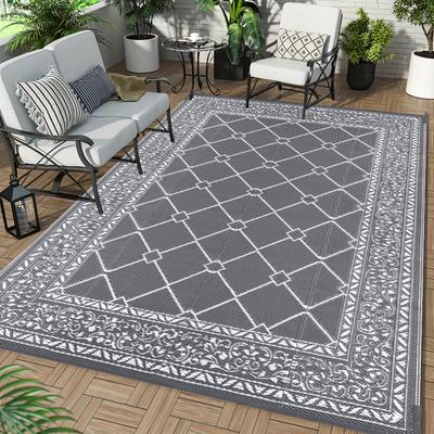 TEMU Outdoor Rugs For Garden, 180 Cm Reversible Plastic Patio Foldable Mat, Portable Carpet Rug, Heavy Duty Picnic Area Straw Rug For Camping Or Living Room Image