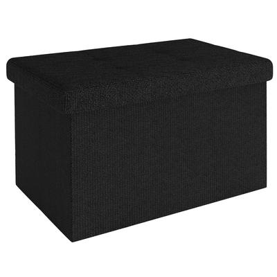 TEMU Intirilife Folding Bench 49x30x30 Cm Stool Cube With Lid And Storage Of Fabric With Compartments - Sitzcube Footrest Foldable Storage Box Chest Stool Image