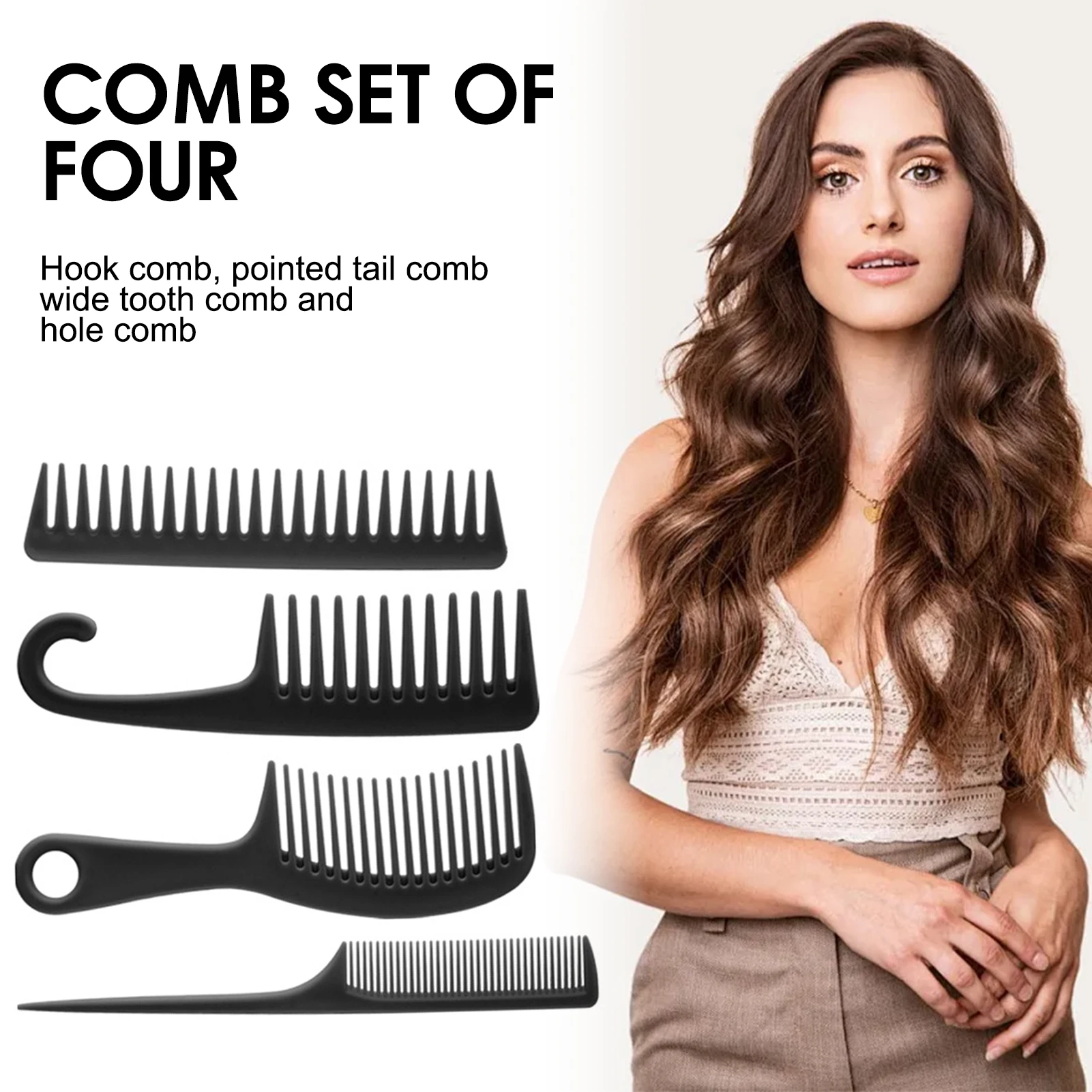 4Pcs Breite Zahn Curl Kamm Entwirren Kamm Textur Kamm Für Frauen Lockige Nass/Trocken Wellenförmige Dickes Haar Perücken salon Barber Frisur Werkzeug Image
