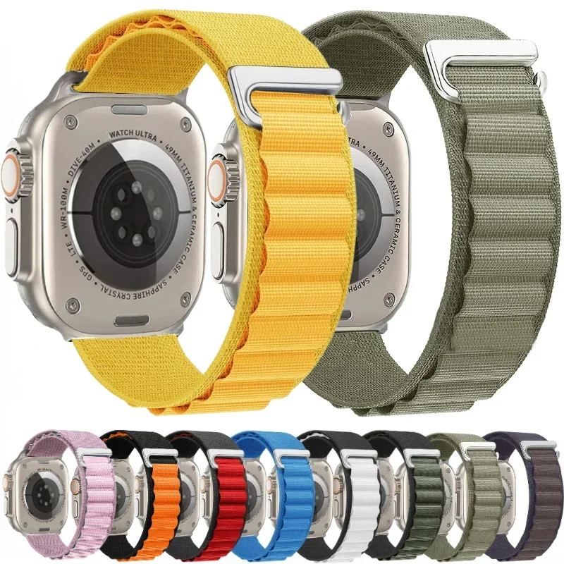 Alpine Nylon Loop Strap For Apple Watch Ultra/2 49mm 10 46mm 42mm Bracelet Band iWatch 9 8 7 6 5 4 3 SE 45mm 41mm 44mm 40mm 38mm Image