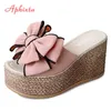 Aphixta 3,54 inch Frauen Hausschuhe Plattform Keil Frauen Pantoffel Appliques Rutschen Strand Sandalen Slides Sommer Damen Mules Verstopfen Schuh
