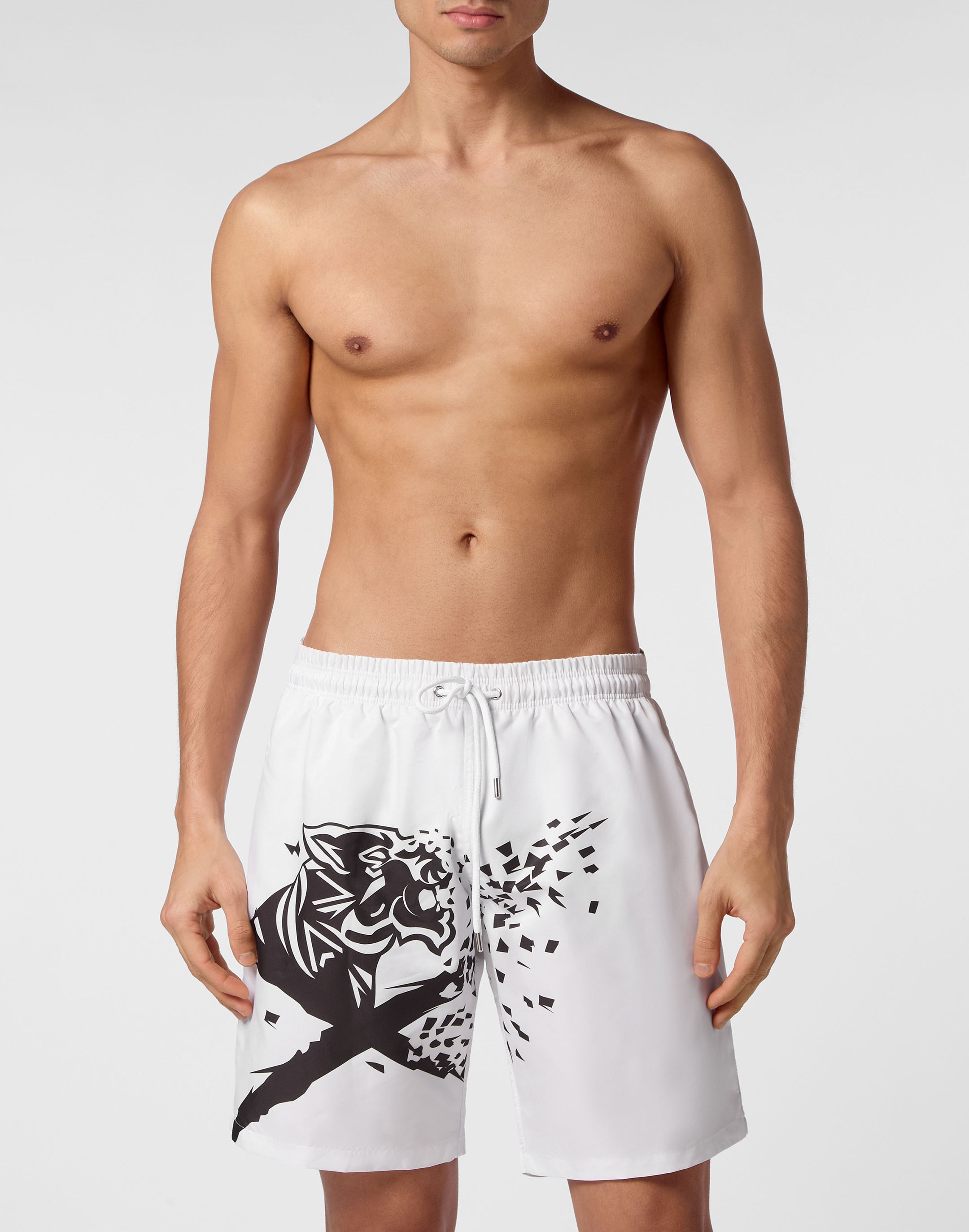 Badehose PLEIN SPORT "Badehose", Herren, Gr. XXL, US-Größen, schwarz-weiß (0102, weiß, schwarz), Obermaterial: 100% Polyester, Badehosen Image