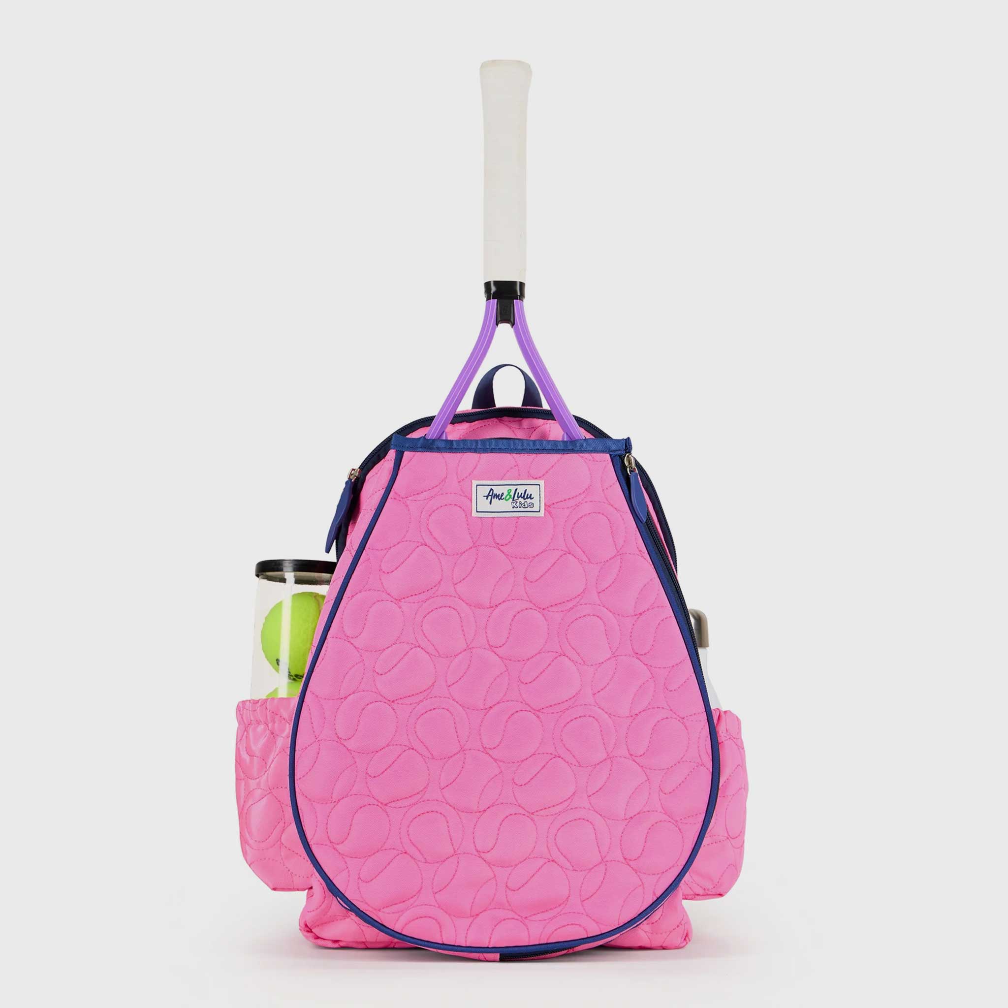 Ame & Lulu Little Love Tennis Kids' Backpack Tennis Bags Quilted Pink Tennis Balls - Ame & Lulu