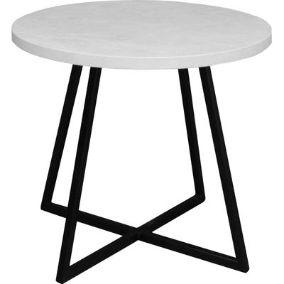 Couchtisch MÄUSBACHER "Couchtisch rund", ker opt weiß, schwarz, keramik optik weiß, H:50,5cm, Tische, Couchtisch rund Durchmesser 60cm, Metallgestell Image