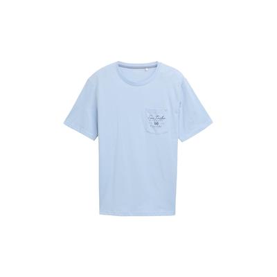 TOM TAILOR Herren T-Shirt mit Brusttasche, blau, Uni, Gr. L Image
