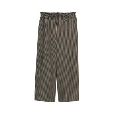 TOM TAILOR DENIM Damen High Waist Culotte Hose, schwarz, Gestreift, Gr. L Image