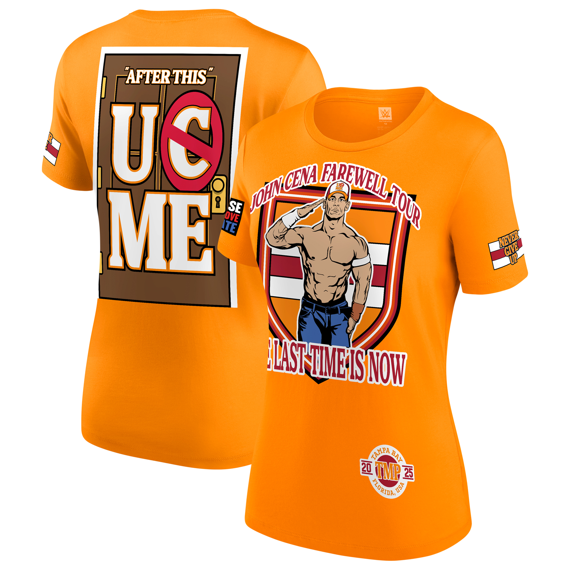 Orangefarbenes John Cena Farewell Tour 2025 Tampa T-Shirt für Damen Image