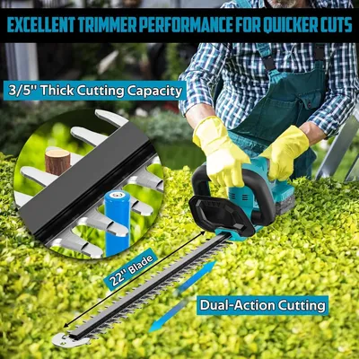 Hedge Trimmer Compatible for makita 18v Battery (NO Battery), Cordless Electric Hedge Trimmer with