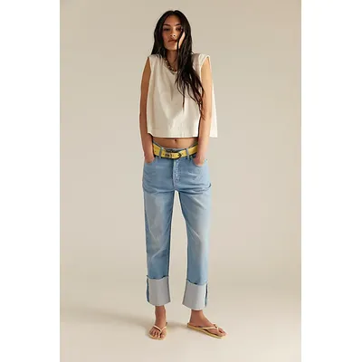 We The Free Isabelle Slim Cuffed Jeans at Free People in Taboo, Size: 31