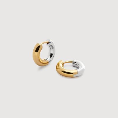 Gold Mixed Metal Click Huggie Earrings