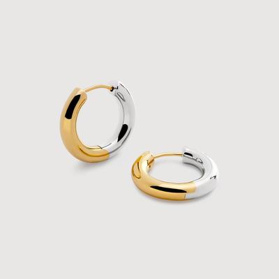 Gold Mixed Metal Click Small Hoop Earrings