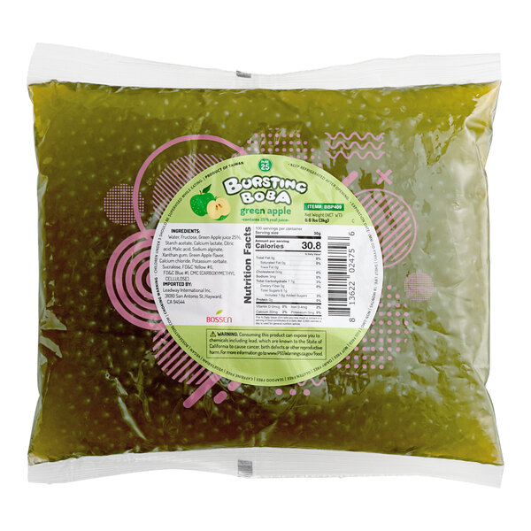 Bossen Pure25 Green Apple Bursting Boba Bag 6.6 lb. - 5/Case