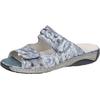 Pantolette WALDLÄUFER "GARDA", Damen, Gr. 7,5 (41), blau (jeansblau), Veloursleder, gemustert, casual, Schuhe, Sommerschuh, Klettschuh, Hausschuh in Bequemweite G (= weit)