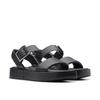 Sandale CLARKS "Alda Strap", Damen, Gr. 42, schwarz (schwarz leather), Leder, casual, Schuhe, Sandale, Flats mit Plateausohle