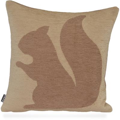 Dekokissen H.O.C.K. "Eichhörnchen", beige (beige, braun), B:40cm H:10cm L:40cm, Obermaterial: 52% Polyacryl, 48% Baumwolle. Füllung: 100% Polyester, Dekokissen_Sitzkissen_Kissenhüllen, Eichhörnchen, Weihnachtszeit, inkl. Füllung, Bezug mit... Image