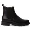 Chelseaboots TAMARIS, Damen, Gr. 42, schwarz, Glattleder, klassisch, Schuhe, Blockabsatz, Businessschuh, Schlupfboots, Stiefelette, Logoprägung