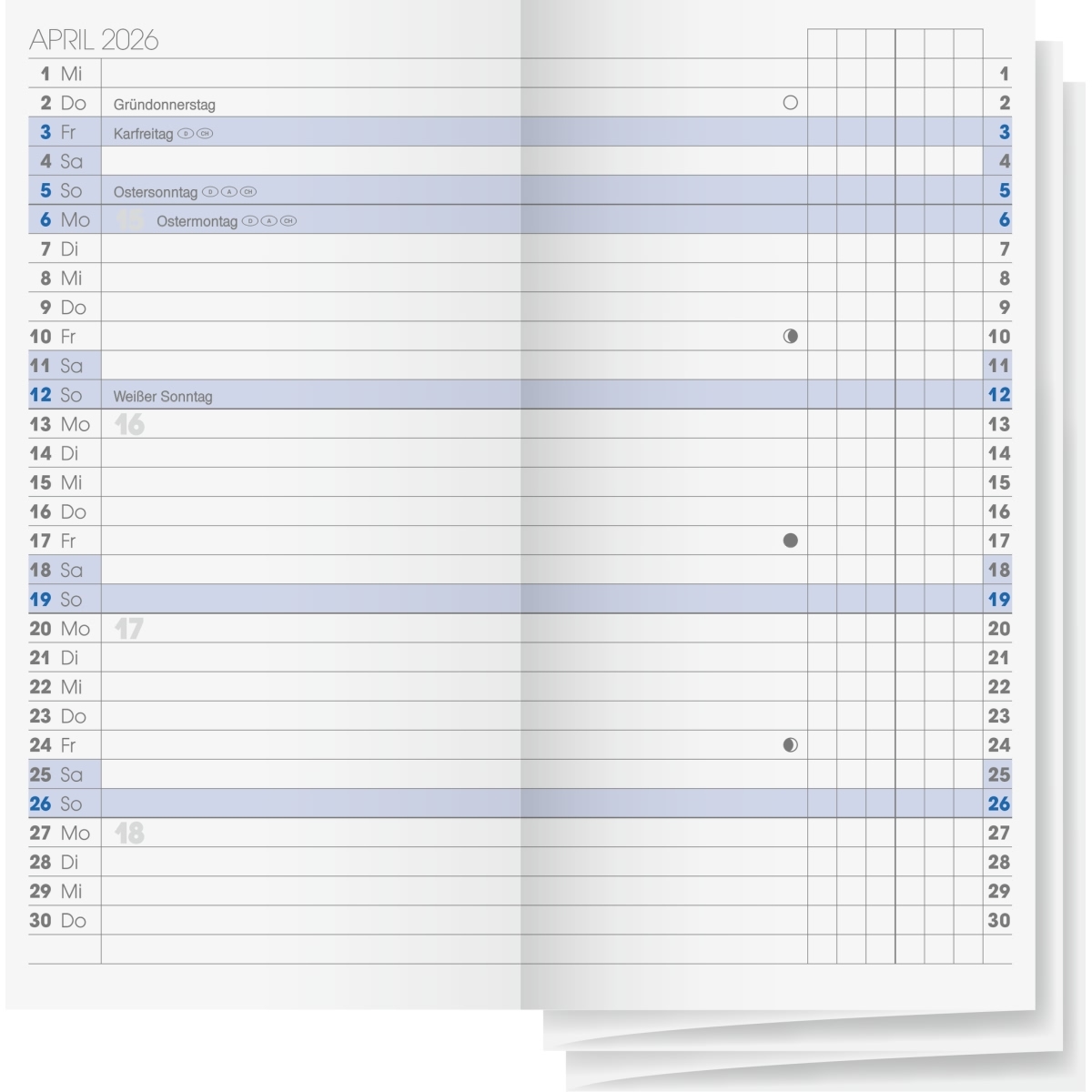 Brunnen Ersatzkalendarium 740 für Faltkalender 7,8x15,3cm 1 Monat/2 Seiten 2026. Image