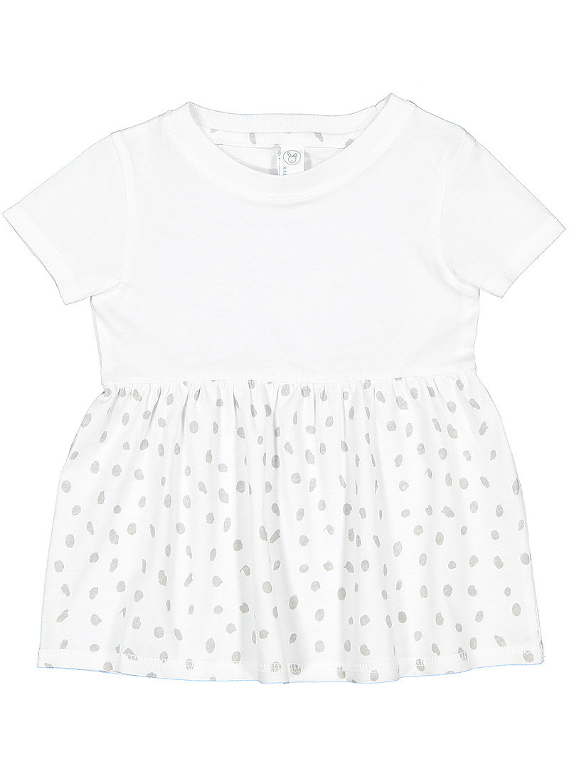 Rabbit Skins RS5330 Infant Fine Jersey Dress Top in White/White Spot size 24M | Cotton 5330