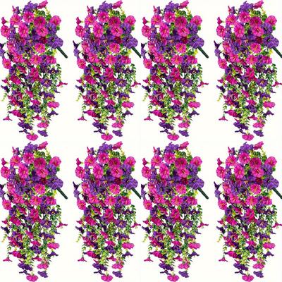 TEMU 8pcs Set Of And Hydrangea Artificial Flowers - Non Fading, Suitable For Outdoor Garden, Courtyard, And Farmhouse Decoration Image