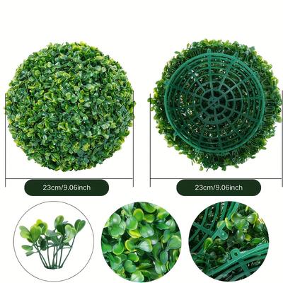 TEMU 2pcs Artificial Greenery Decorative Balls - Plastic Plants For Indoor/outdoor, Wedding/patio/balcony Decor - Maintenance-free Arrangement (no Planter Included) Image