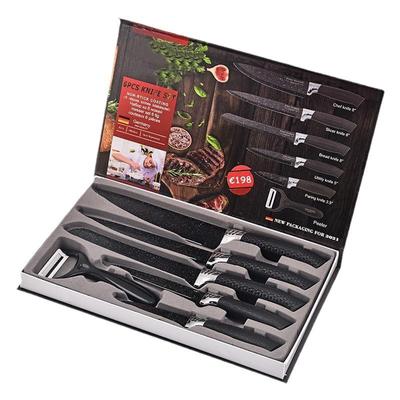 TEMU 6pcs Sharp Knife Set, Stainless Steel Kitchen Knives, Food Contact Safe, With Peeler, Kitchen Set Gift Box, Ideal For Gift Image