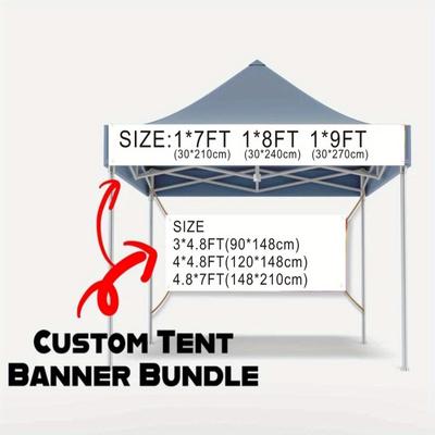 TEMU Custom Tent Banner - Add , Durable Polyester Material, No Electricity Needed For Exhibitions, Promotions, Birthdays, Parties & Events, Tents For Outside Party Image