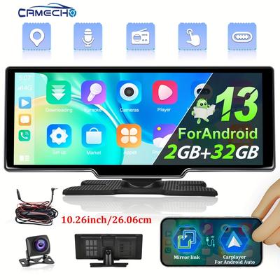TEMU Camecho 10.26-inch 2+32 For 13.0 Car , Support Carplay/for Auto Wifi Gps 8core Car Video Player With Ahd Rear Camera