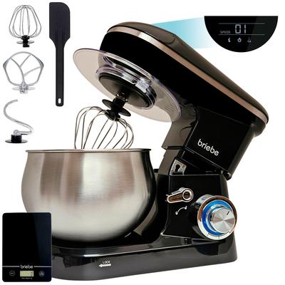 TEMU 1800w Max Professional Kitchen Mixer, Orbital Motion, 5l Bowl, 6 + Function, Touchscreen Led Display, Km1164b, Briebe, Black Image