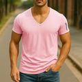 Homme T-shirt Chemise à manches courtes Manche Courte Col en V Été Uni Mode Designer Basique Fermeture éclair Vacances Rue Sortir Noir Blanche Rose Claire T-shirt haut de gamme pour homme