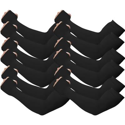 TEMU 6 Pairs Of Arm Sleeves - Black, White, And Gray, Polyamide Knit Fabric For , Ideal For Sports, Workouts, And Tattoo Coverage, Sports Armwear | Stylish Armwear | Stretchy Material Image