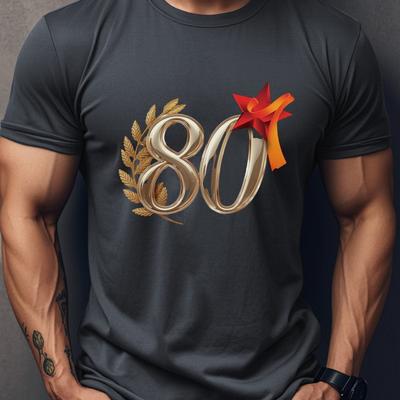 TEMU Men's Casual Crew Neck T-shirt With 80 & St. George , Short Sleeve Summer Tee With Golden Wheat And , Casual Attire, Casual Summer Wear | Wreath Design | Polyester Fabric Image