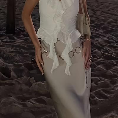 TEMU Jacquard Pleated Fabric Ruffle Trim Fashion Vest Image