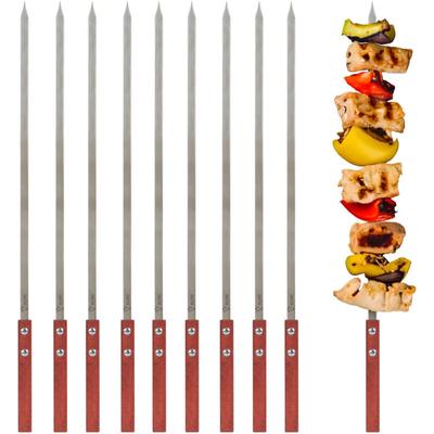 Edelstahl Grillspieße mit Holzgriff (10 Stück), 50 cm, Spießset, Schaschlikspieße - Bbq-toro Image