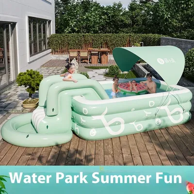 Inflatable swimming pool for children, home pool, baby water pool, large outdoor yard folding water slide for adults.