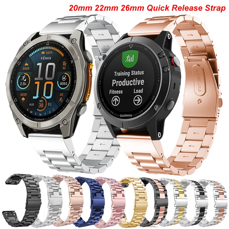 QuickFit 20 22 mm 26 mm Armband für Garmin Fenix 8 51 mm 47 mm Edelstahlband für Garmin Fenix 3/7/7X/6/6X Pro/5XPlus/Enduro 3 2 Image