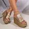 Women Luxury Decor Super High Heels Sandals Golden Wedges 2025 New Spring Summer Casual Outdoor Office Dress Party Elegant Sexy