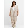 Schlupfhose SHEEGO "Große Größen", Damen, Gr. 50, Normalgrößen, beige (beigefarben), Obermaterial: 70% Viskose, 30% Leinen, unifarben, casual, comfort fit lang, Hosen, mit Bindeband, im Leinenmix
