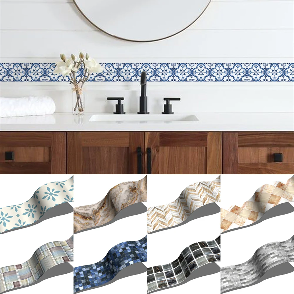 10x200cm Baseboard Aufkleber marokkanischen Mosaik Fliesen Stil Wand Grenze Aufkleber DIY Küche Badezimmer Dekoration Taille Wand Aufkleber